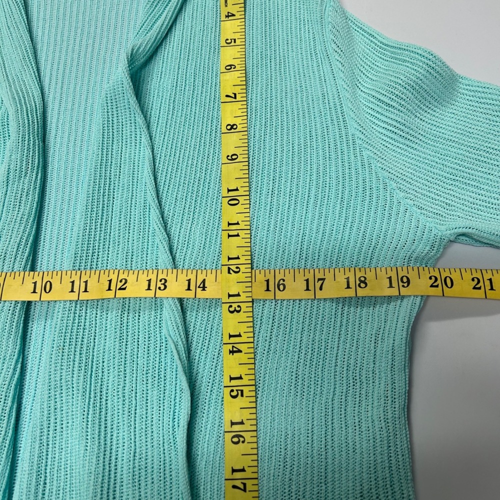 Coldwater Creek Women Open Front Knit Cardigan Sweater Size M Pastel Green Beach - Picture 5 of 8